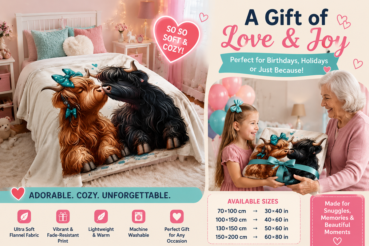 💕 Why Highland Cow Blankets Are Trending Across America？