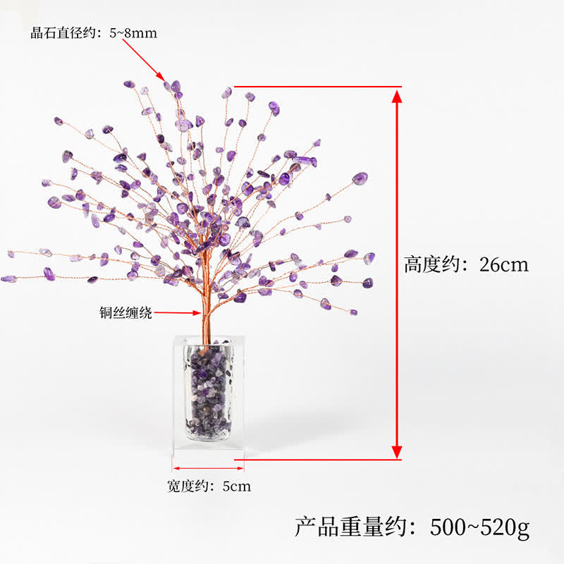 GiftoLuck Natural Crystal Gravel Glass Bowl Feng Shui Tree