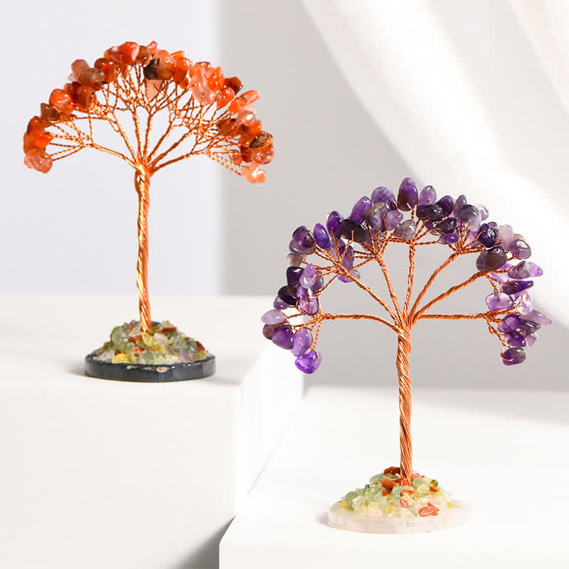 GiftoLuck Natural Crystal Gravel Agate Base Feng Shui Tree