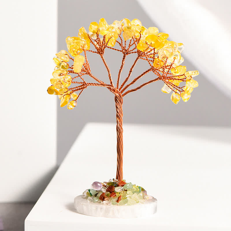 GiftoLuck Natural Crystal Gravel Agate Base Feng Shui Tree