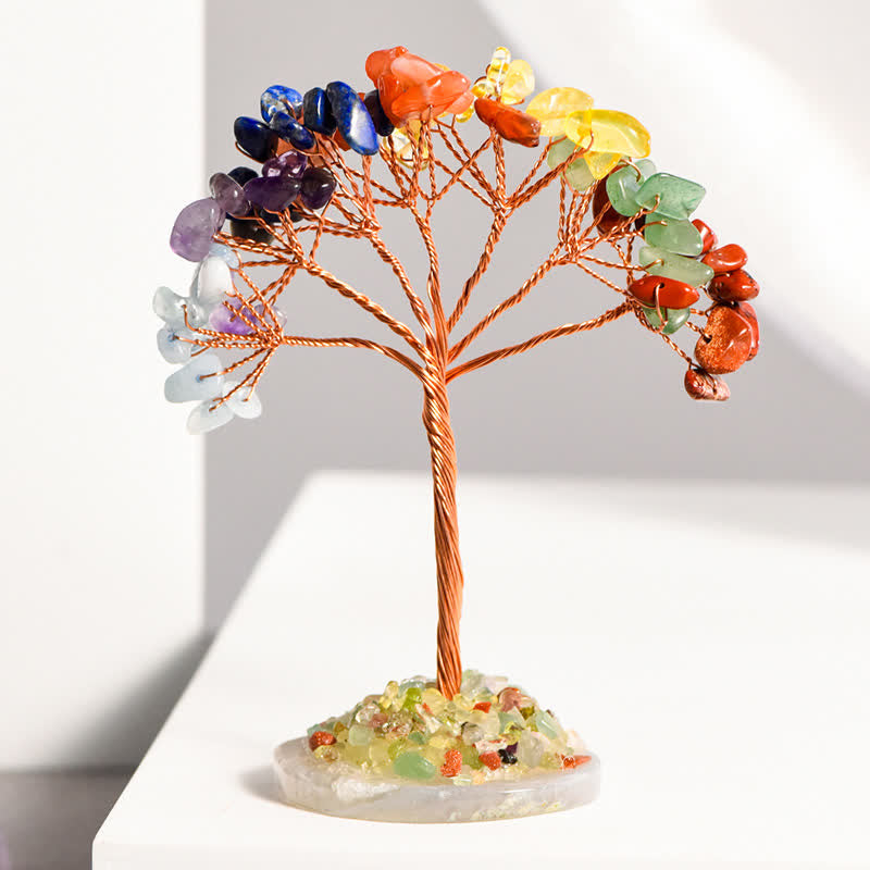 GiftoLuck Natural Crystal Gravel Agate Base Feng Shui Tree