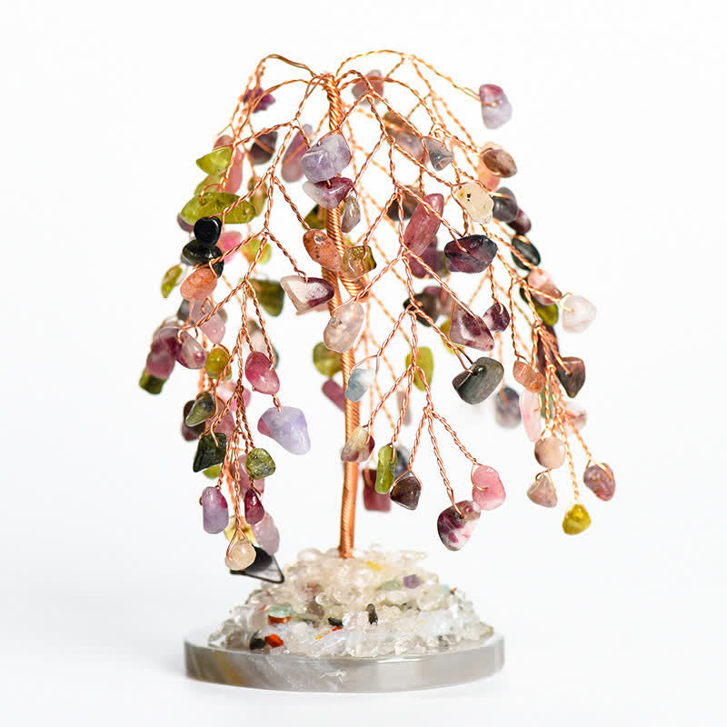 GiftoLuck Natural Crystal Base Willow Feng Shui Tree