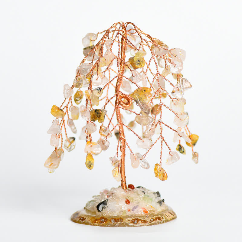 GiftoLuck Natural Crystal Base Willow Feng Shui Tree
