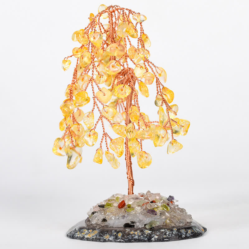 GiftoLuck Natural Crystal Base Willow Feng Shui Tree