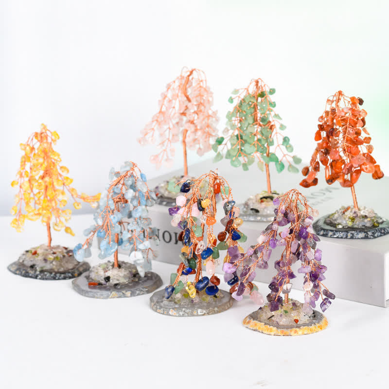 GiftoLuck Natural Crystal Base Willow Feng Shui Tree