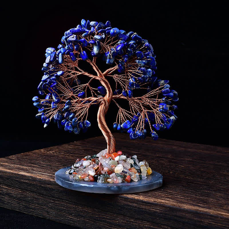 GiftoLuck Colored Agate Gravel Base Feng Shui Tree