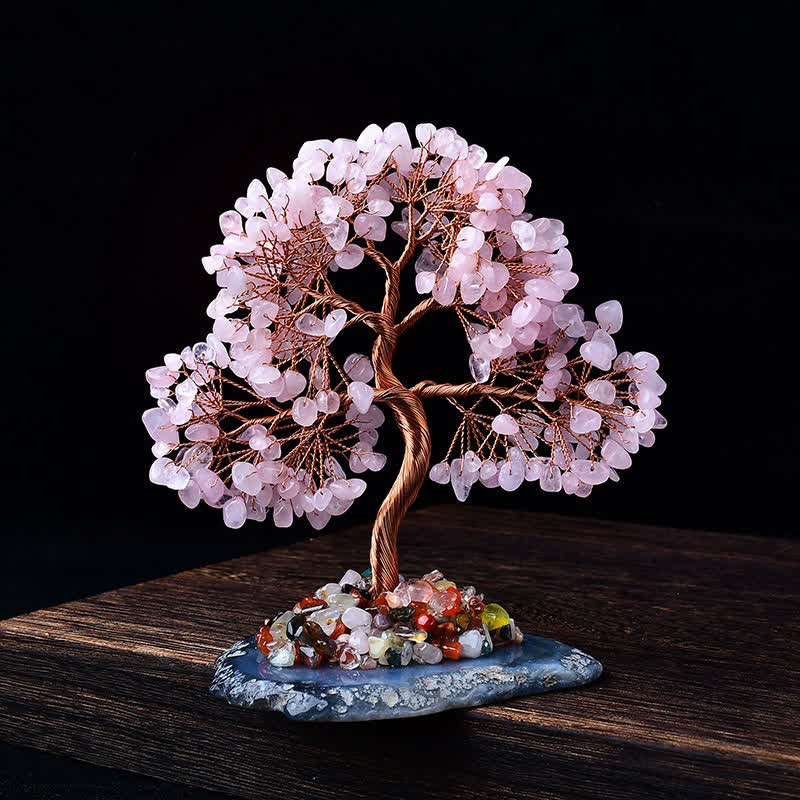 GiftoLuck Colored Agate Gravel Base Feng Shui Tree