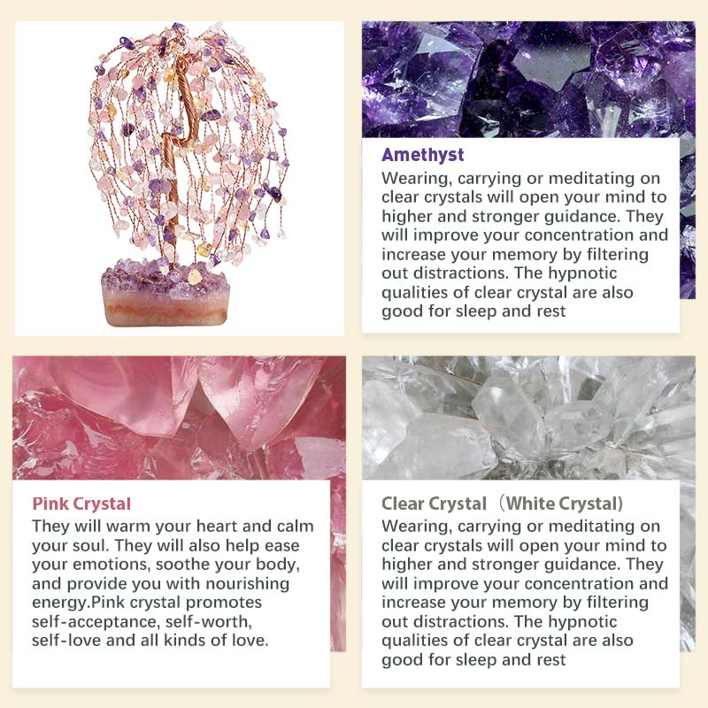 GiftoLuck Natural Crystal Stone Feng Shui Tree