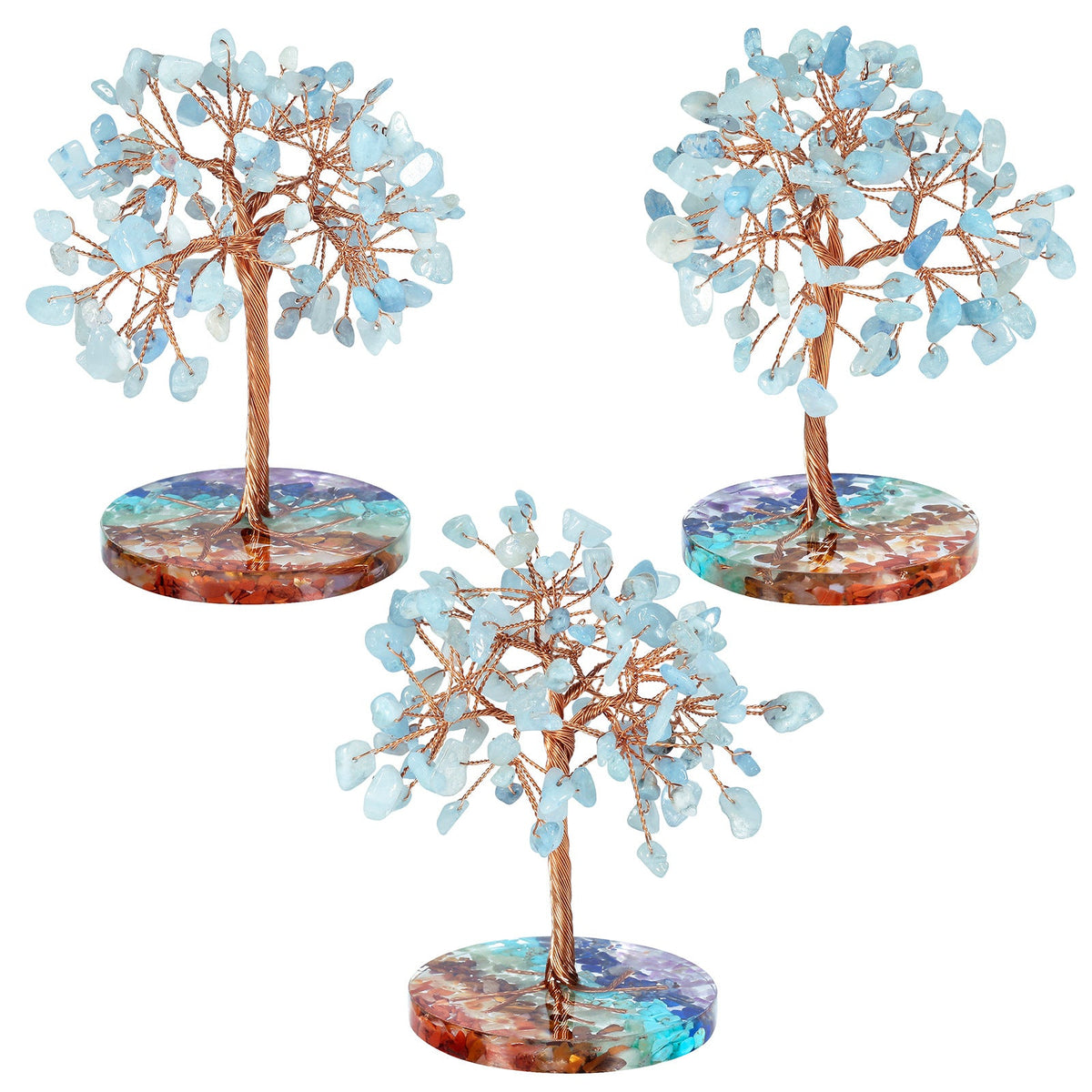 Giftoluck Chakra Gravel Round Base Feng Shui Tree