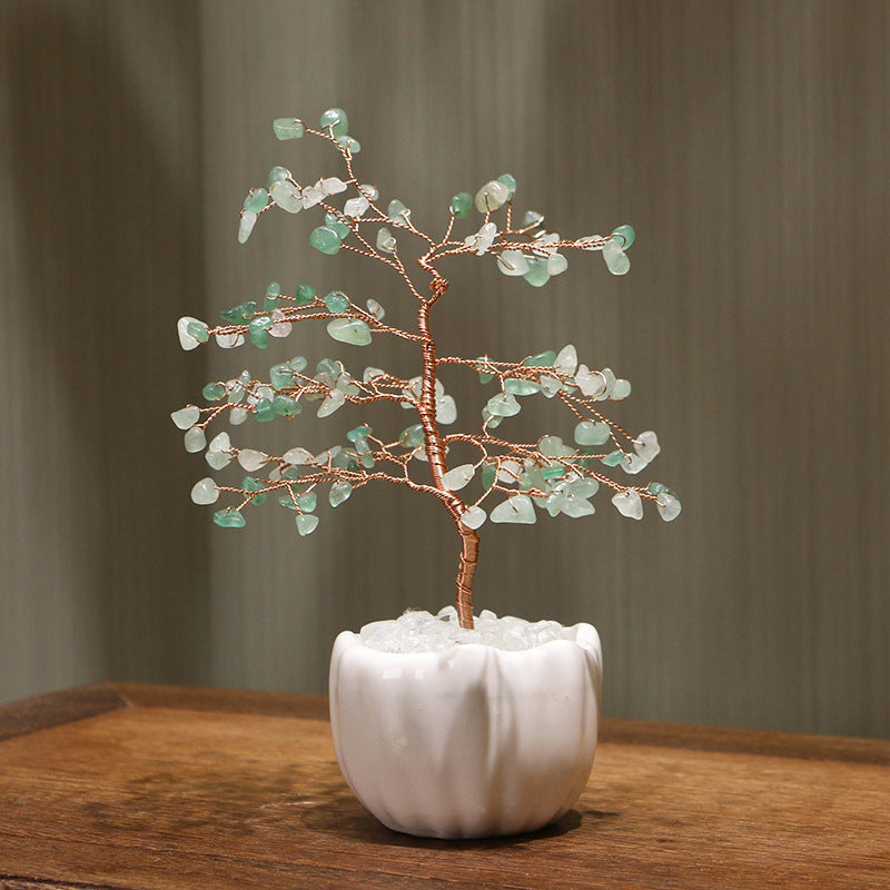 Giftoluck Crystal Gravel Ceramic Pot Base Feng Shui Tree