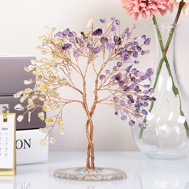 GiftoLuck Natural Crystal Stone Feng Shui Tree