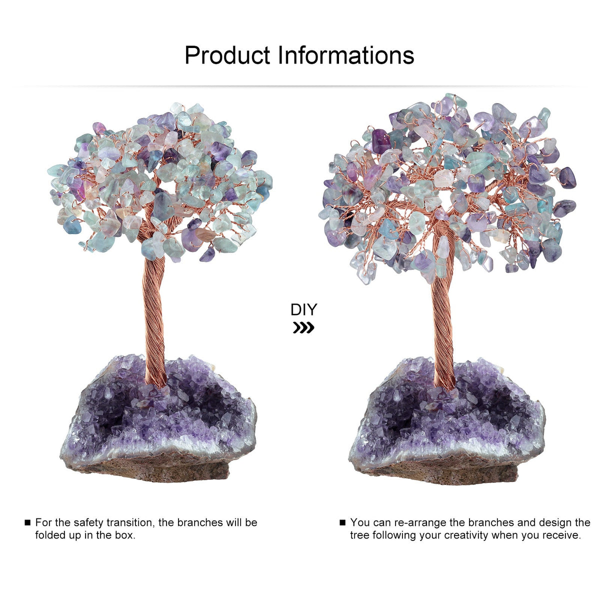 Giftoluck Natural Amethyst Flower Irregular Base Feng Shui Tree