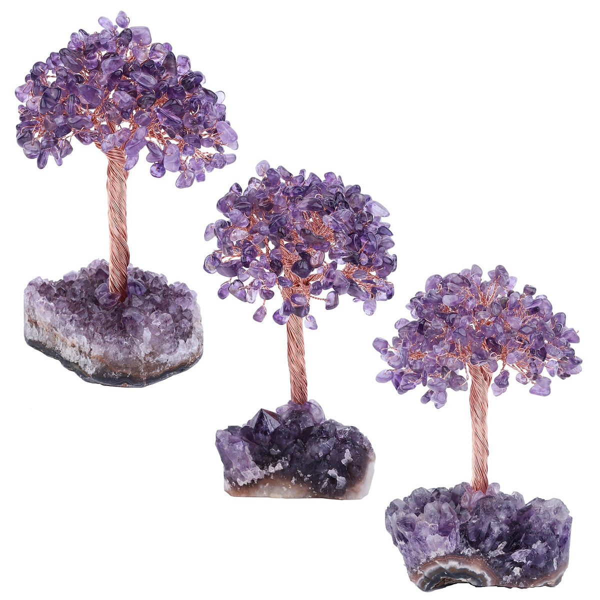 Giftoluck Natural Amethyst Flower Irregular Base Feng Shui Tree
