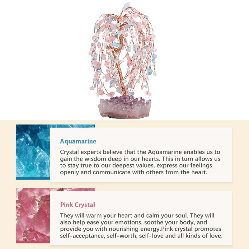 GiftoLuck Natural Crystal Stone Feng Shui Tree