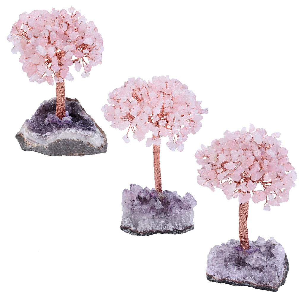 Giftoluck Natural Amethyst Flower Irregular Base Feng Shui Tree