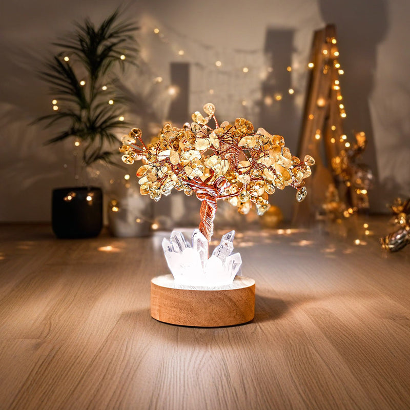 Giftoluck Citrine Crystal Feng Shui Tree Lamp