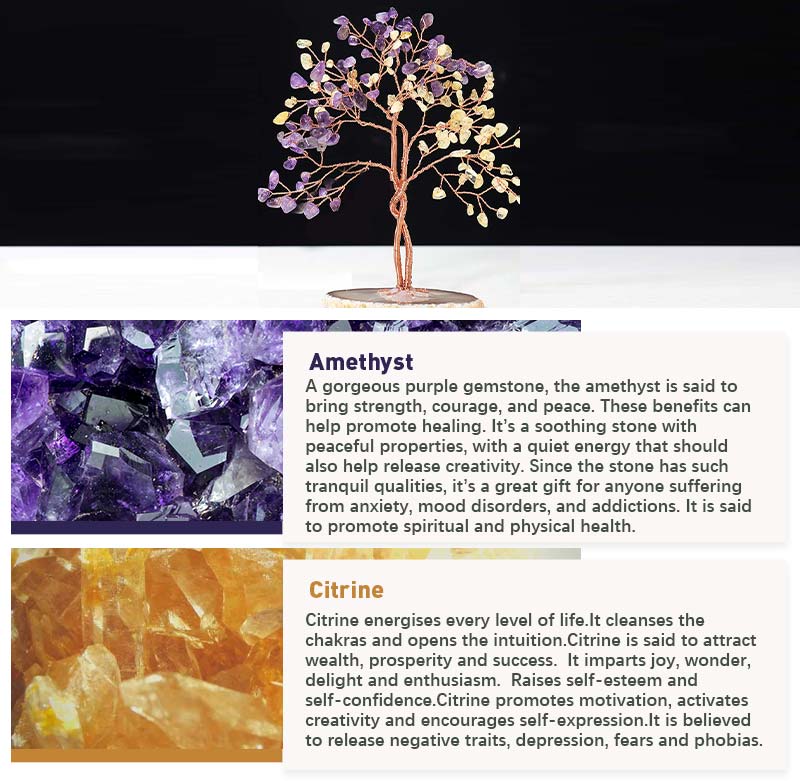 GiftoLuck Natural Crystal Stone Feng Shui Tree
