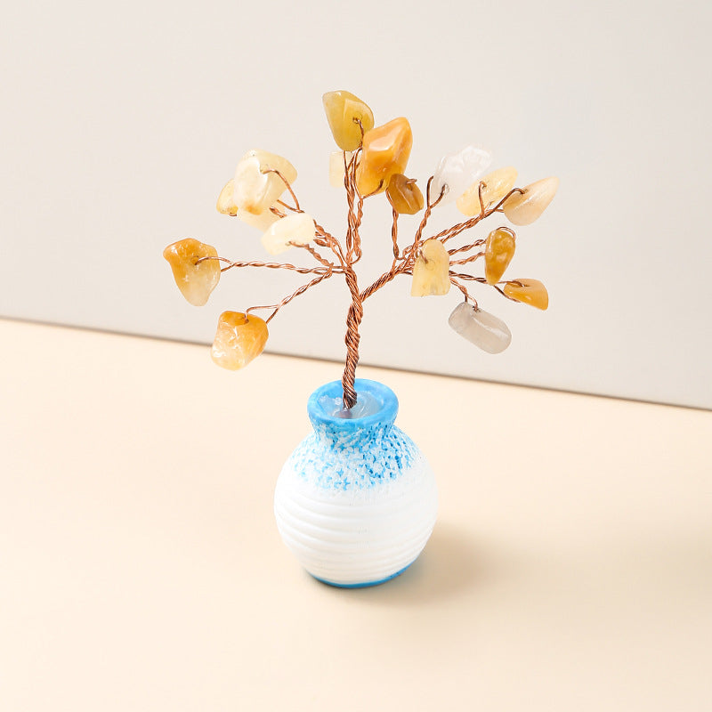 Giftoluck Crystal Gravel Vase Feng Shui Tree