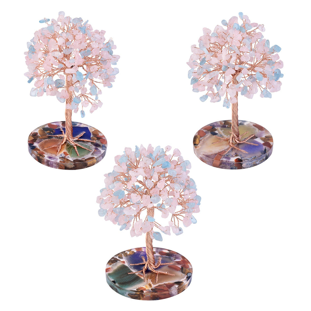 Giftoluck Round Agate Piece Base Healing Crystal Feng Shui Tree