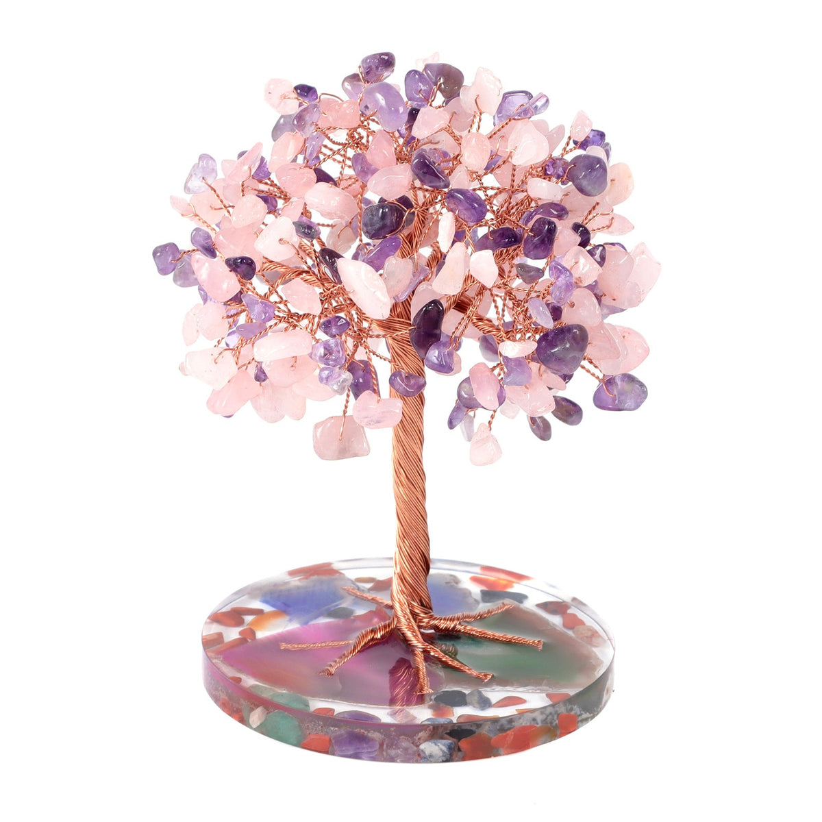 Giftoluck Round Agate Piece Base Healing Crystal Feng Shui Tree