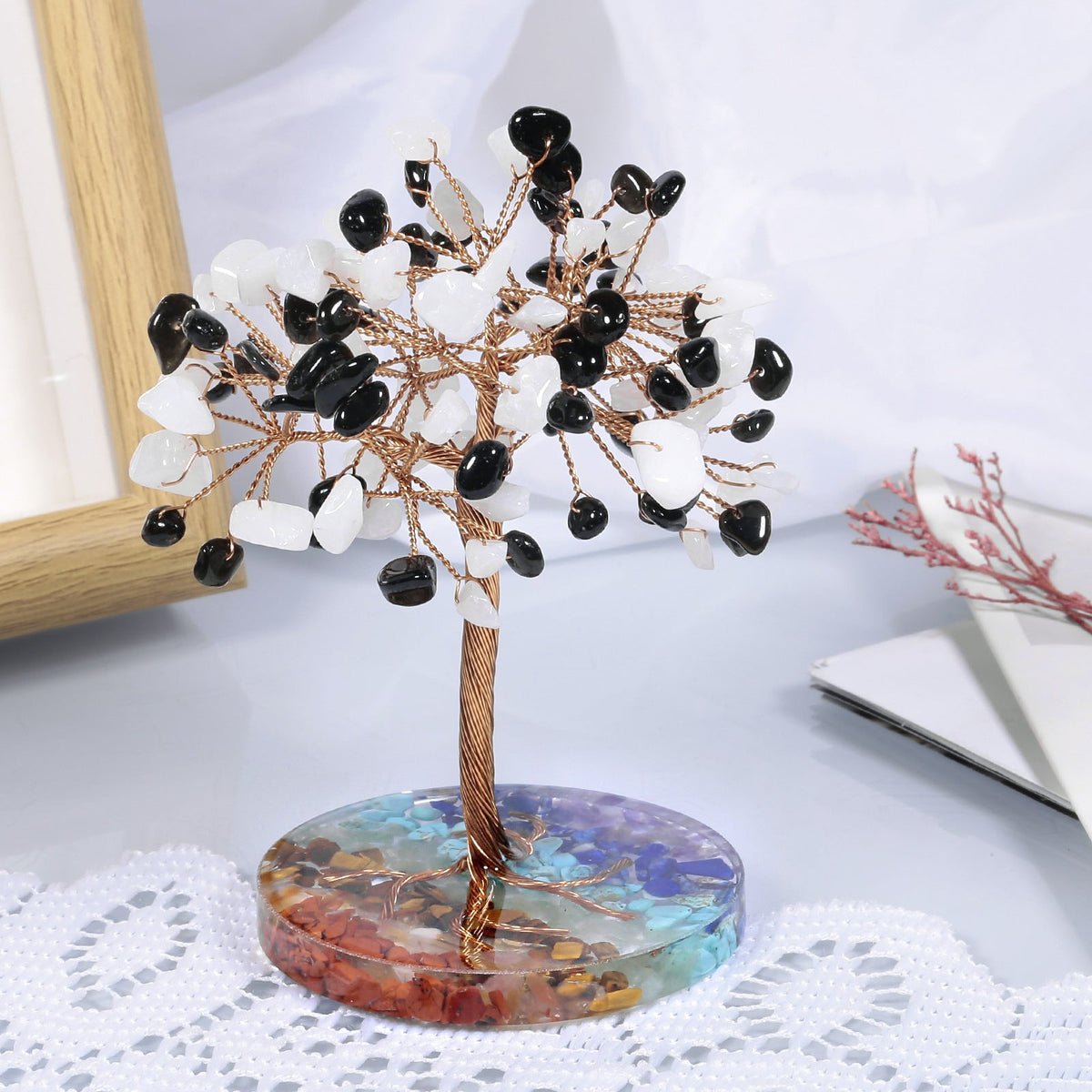 Giftoluck Chakra Gravel Round Base Feng Shui Tree