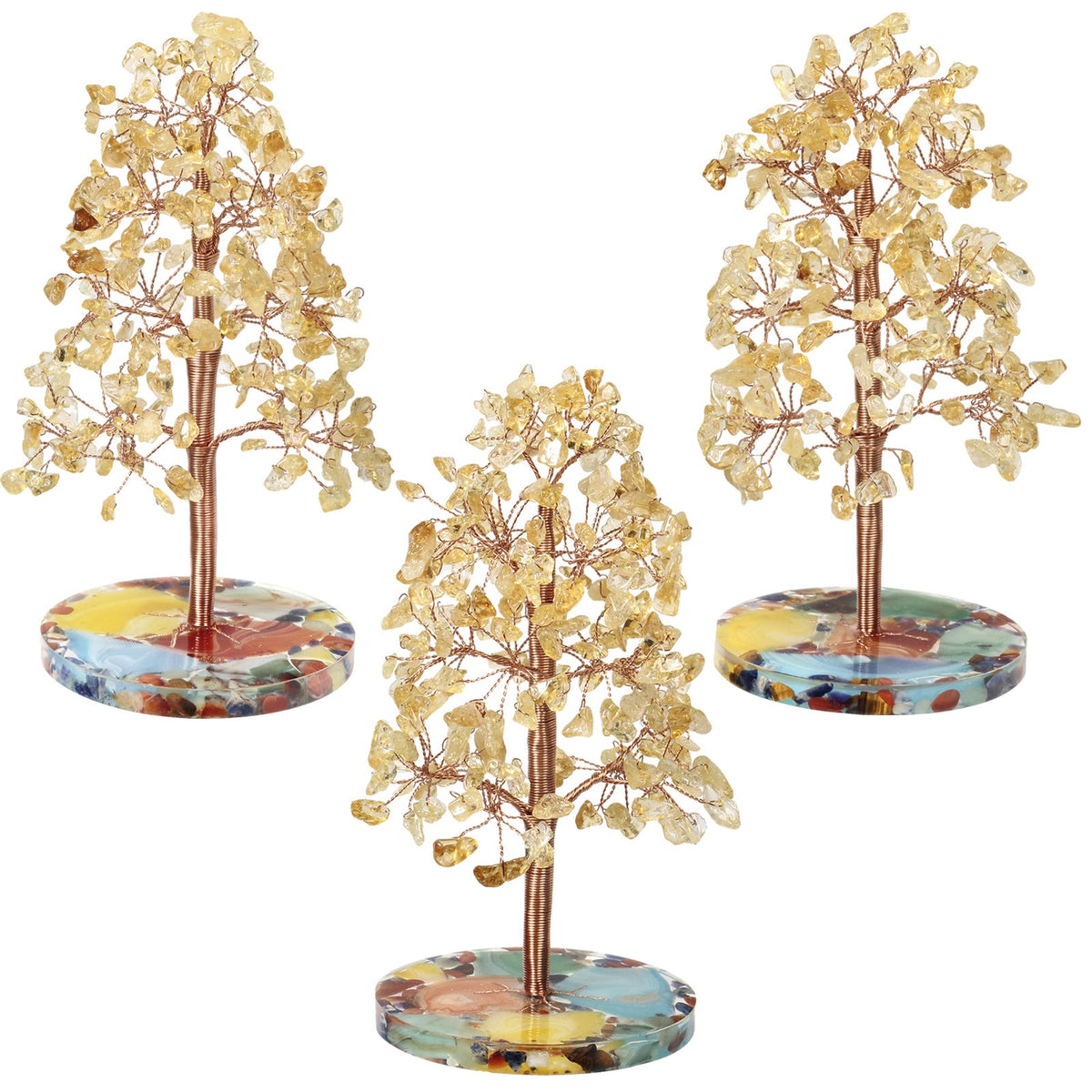 Giftoluck Round Agate Piece Base Healing Crystal Feng Shui Tree