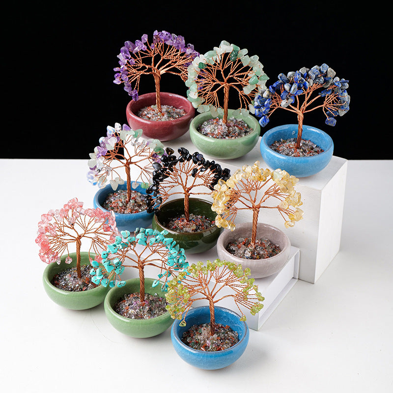 Giftoluck Gravel Crystal Gemstone Home Decoration Feng Shui Tree