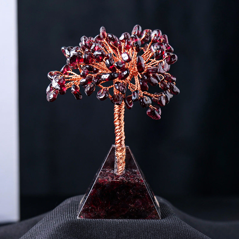 Giftoluck Natural Crystal Gravel Pyramid Base Feng Shui Tree