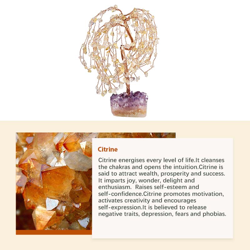 GiftoLuck Natural Crystal Stone Feng Shui Tree