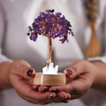 Giftoluck Amethyst Crystal Feng Shui Tree Lamp