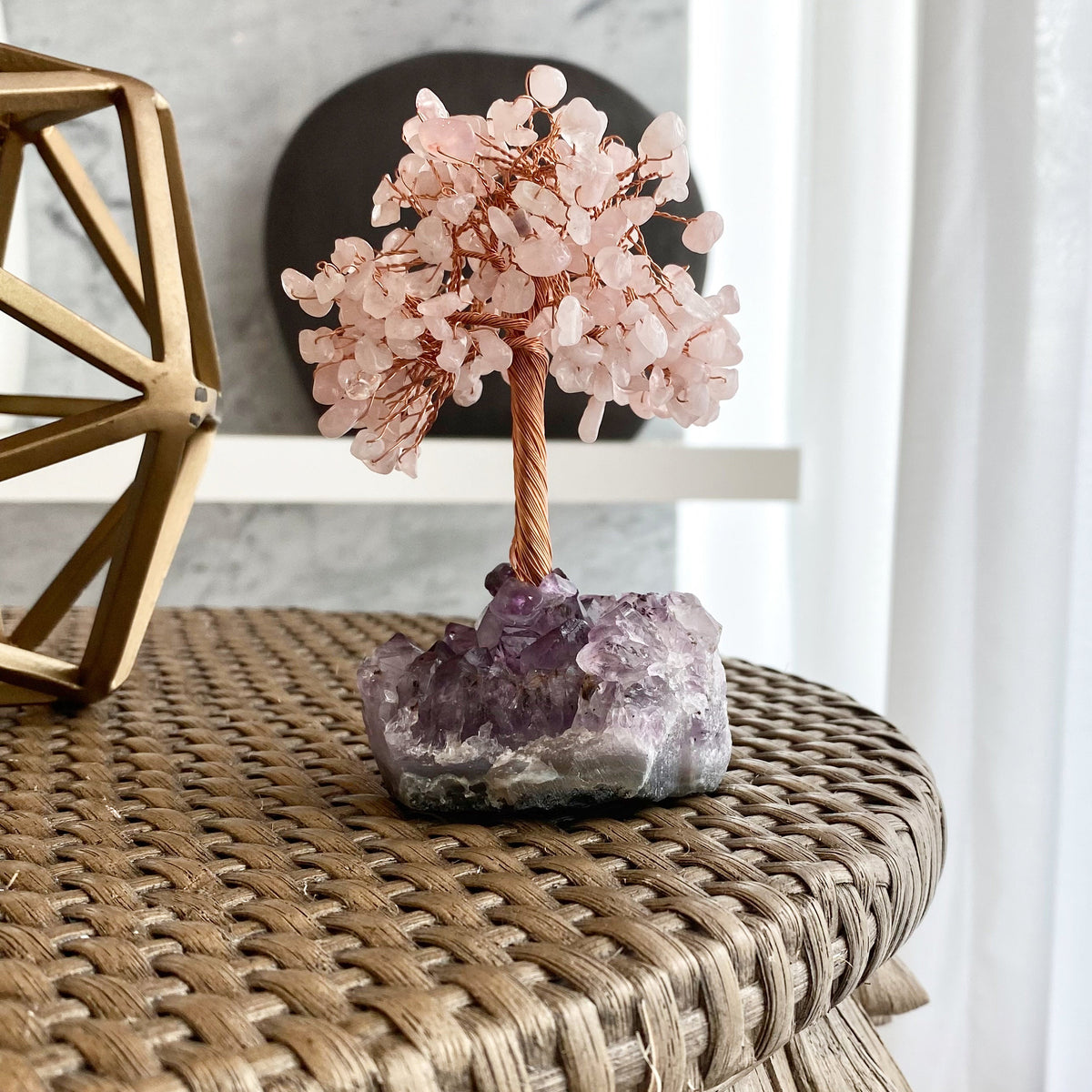 Giftoluck Tree Of Life Rose Quartz With Amethyst Base Feng Shui Tree