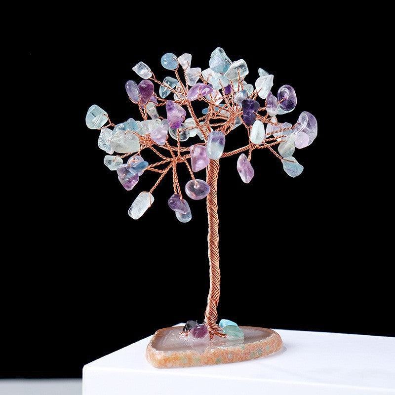 Giftoluck Natural Colorful Crystal Gravel Feng Shui Tree