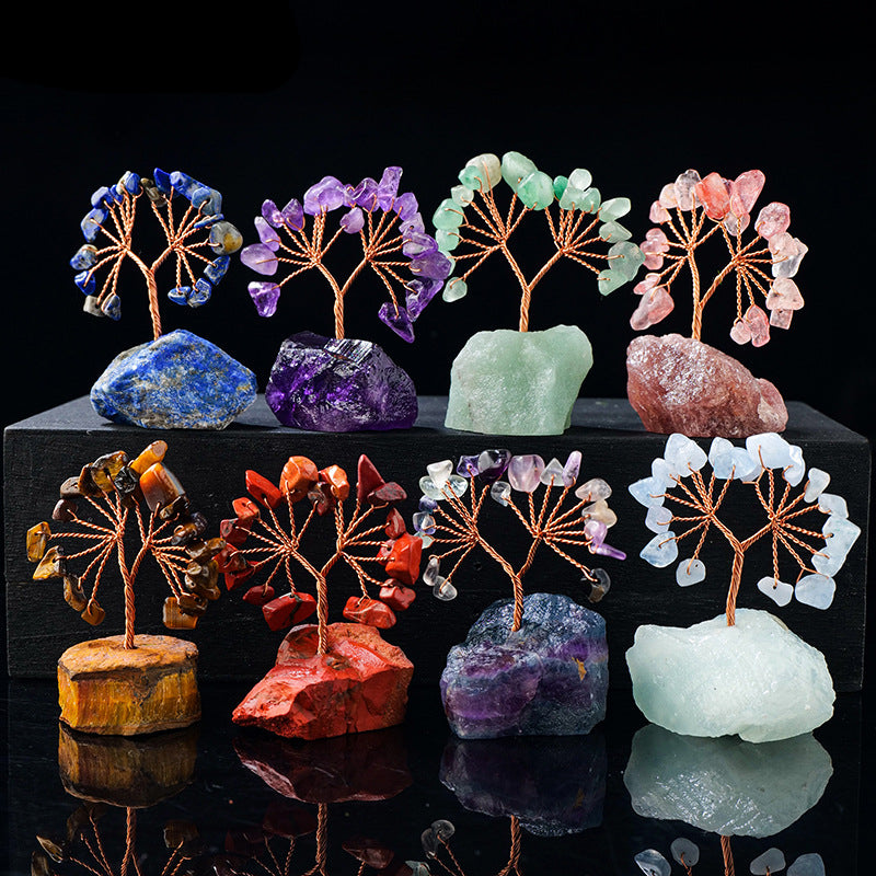 Giftoluck Natural Colorful Crystal Gravel Feng Shui Tree
