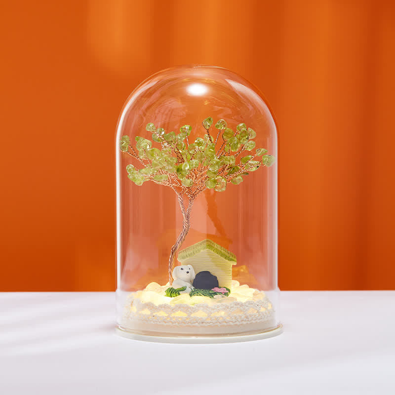 Giftoluck Natural Crystal Glass Cover Feng Shui Tree Decoration