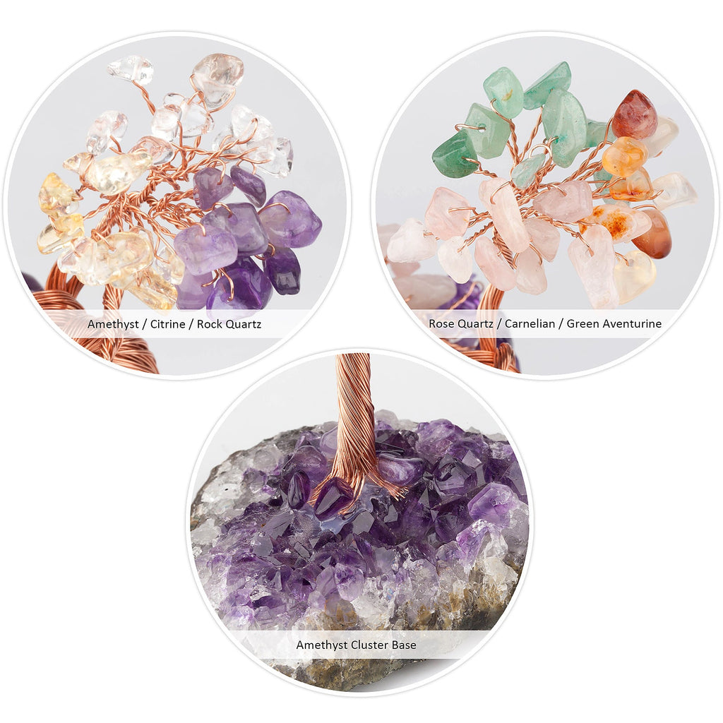 Giftoluck Natural Amethyst Flower Irregular Base Feng Shui Tree