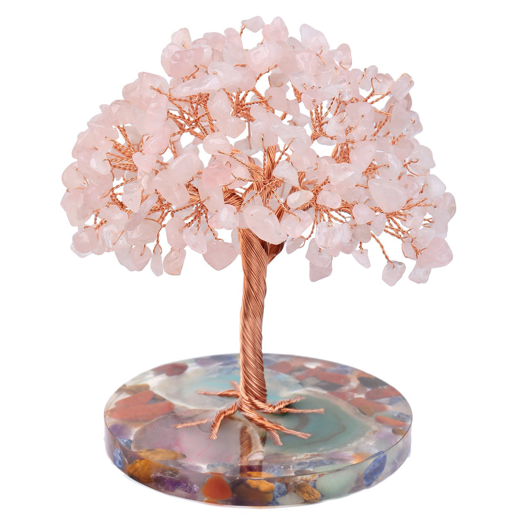 Giftoluck Round Agate Piece Base Healing Crystal Feng Shui Tree