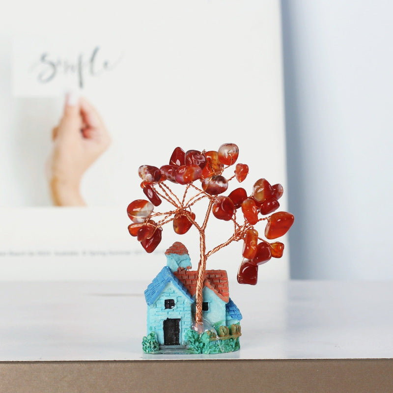 Giftoluck Mini Blue Castle Crystal Gravel Ornaments Feng Shui Tree