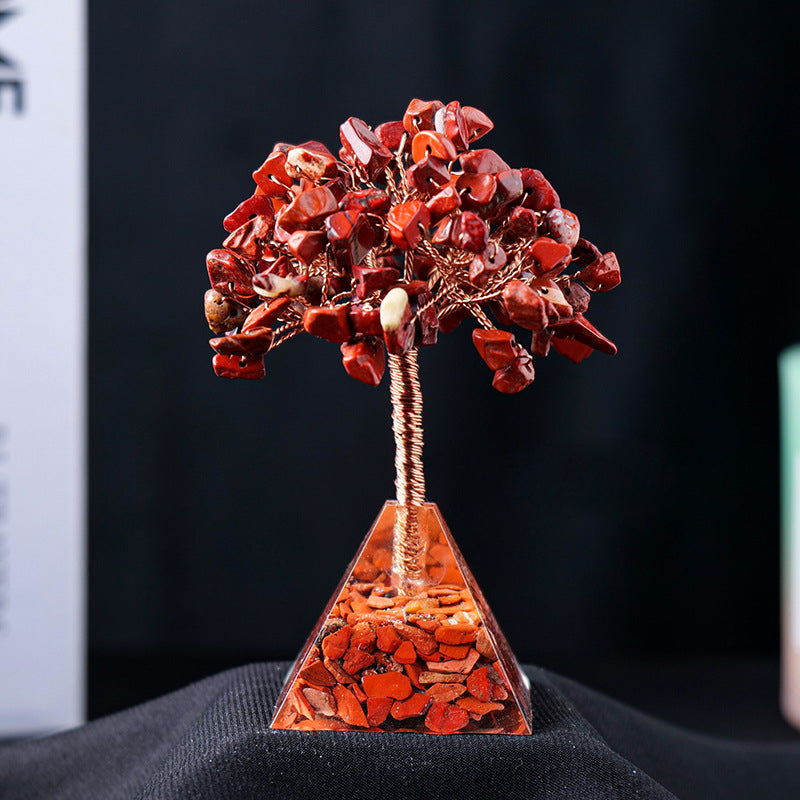 Giftoluck Natural Crystal Gravel Pyramid Base Feng Shui Tree