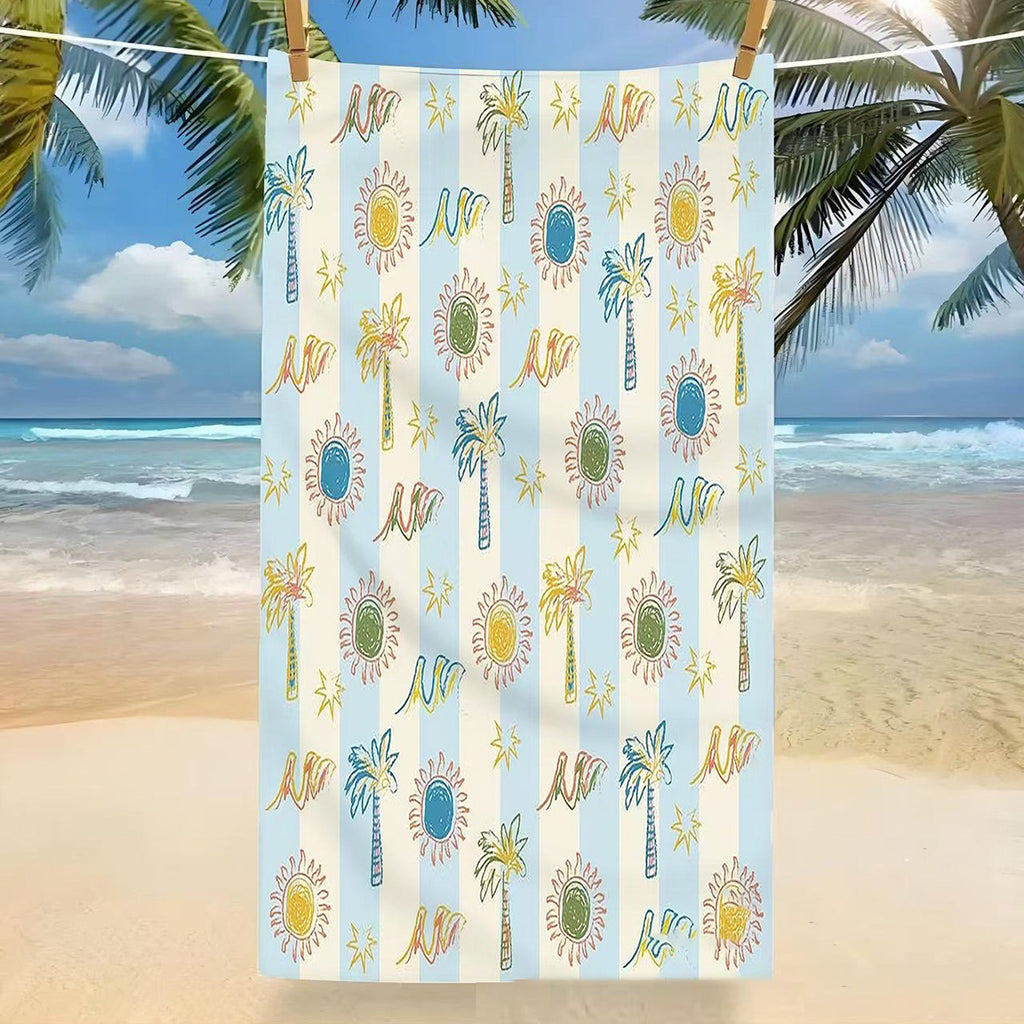 GiftoLuck Tropical Coconut Tree Beach Towel Quick Dry Summer Vacation Travel Bath Towel