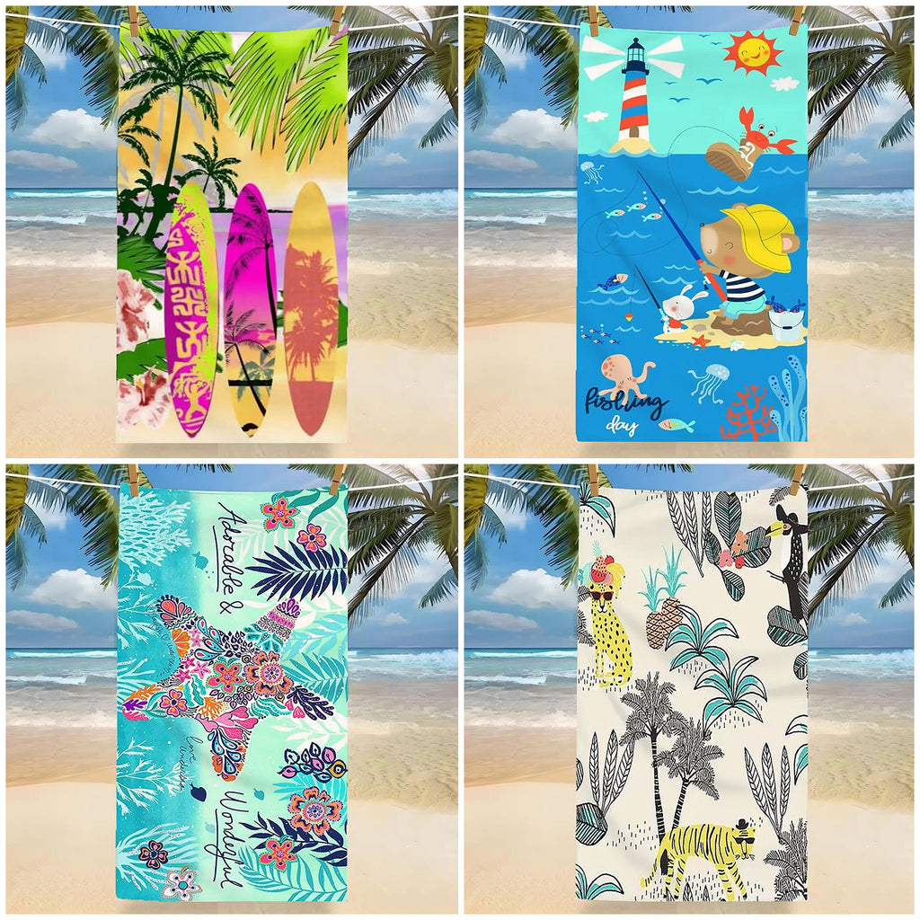 GiftoLuck Tropical Coconut Tree Beach Towel Quick Dry Summer Vacation Travel Bath Towel