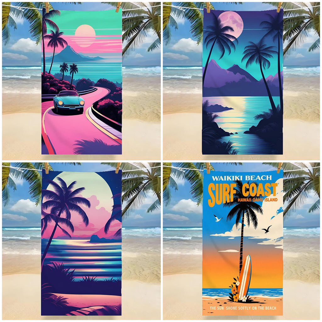 GiftoLuck Tropical Coconut Tree Beach Towel Quick Dry Summer Vacation Travel Bath Towel