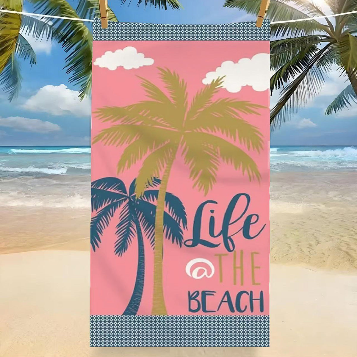 GiftoLuck Tropical Coconut Tree Beach Towel Quick Dry Summer Vacation Travel Bath Towel