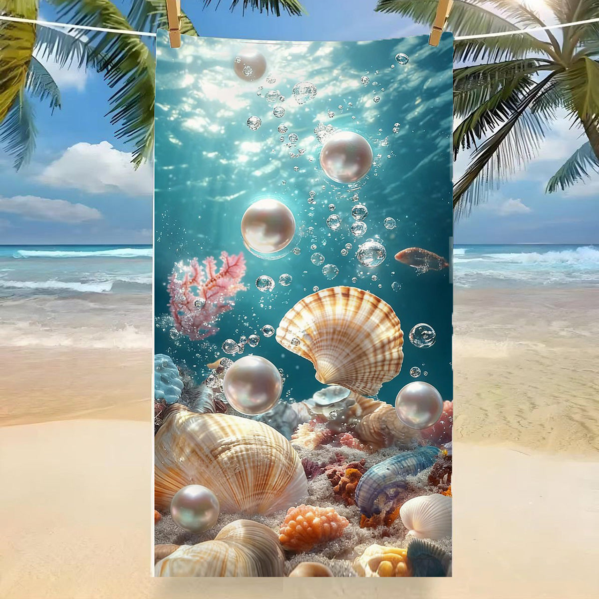 GiftoLuck Tropical Coconut Tree Beach Towel Quick Dry Summer Vacation Travel Bath Towel
