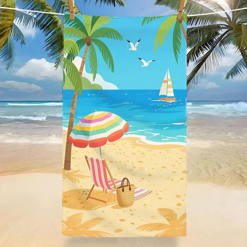 GiftoLuck Tropical Coconut Tree Beach Towel Quick Dry Summer Vacation Travel Bath Towel