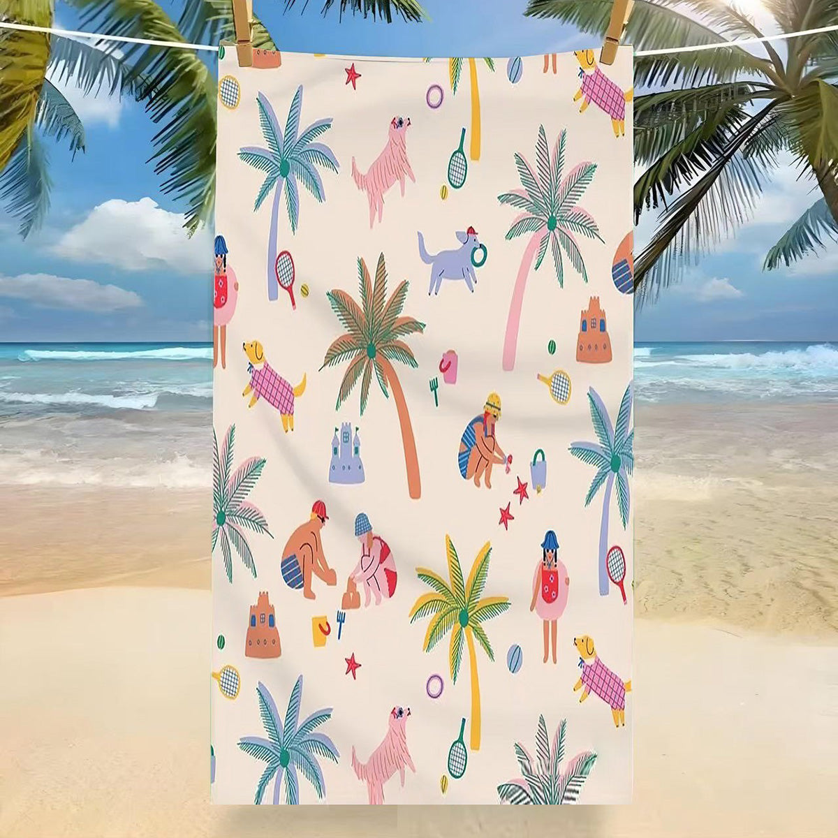 GiftoLuck Tropical Coconut Tree Beach Towel Quick Dry Summer Vacation Travel Bath Towel