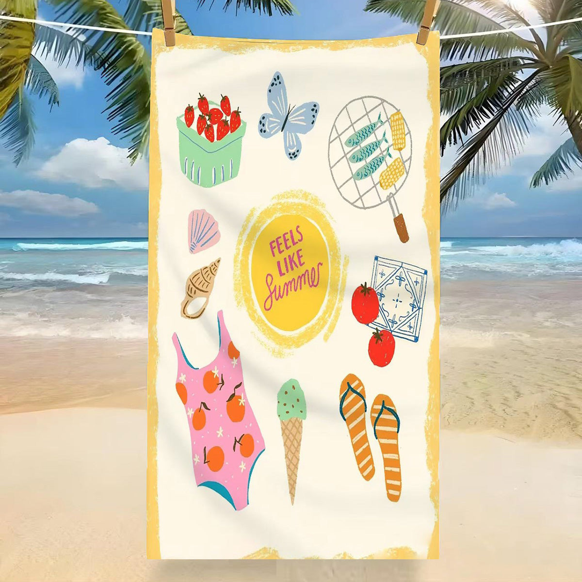 GiftoLuck Tropical Coconut Tree Beach Towel Quick Dry Summer Vacation Travel Bath Towel