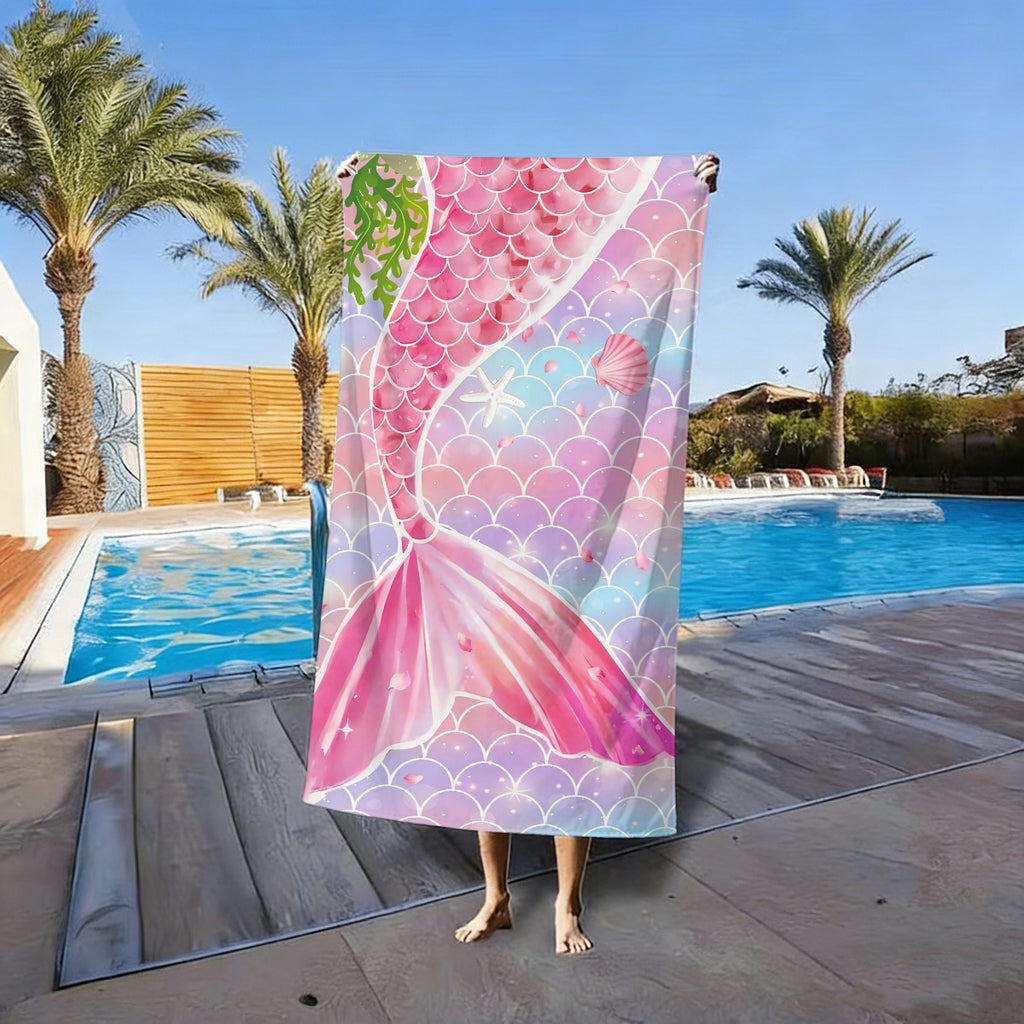 GiftoLuck Mermaid Print Beach Towel Quick Dry Microfiber Sand Free Summer Travel Bath Towel