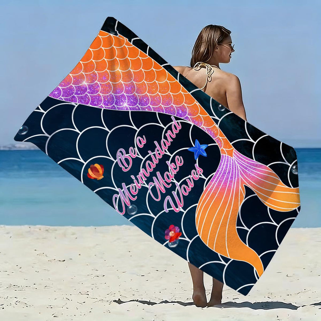 GiftoLuck Mermaid Print Beach Towel Quick Dry Microfiber Sand Free Summer Travel Bath Towel