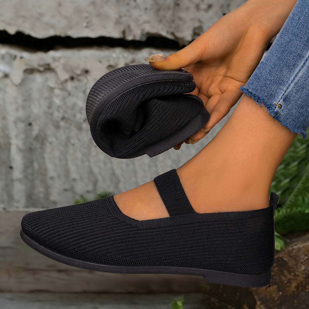 GifitoLuck Women’s Breathable Slip-On Casual Flats, Soft Sole Strap-on Shoes for Spring to Autumn, Comfortable Everyday Walking Gift for Mother's Day