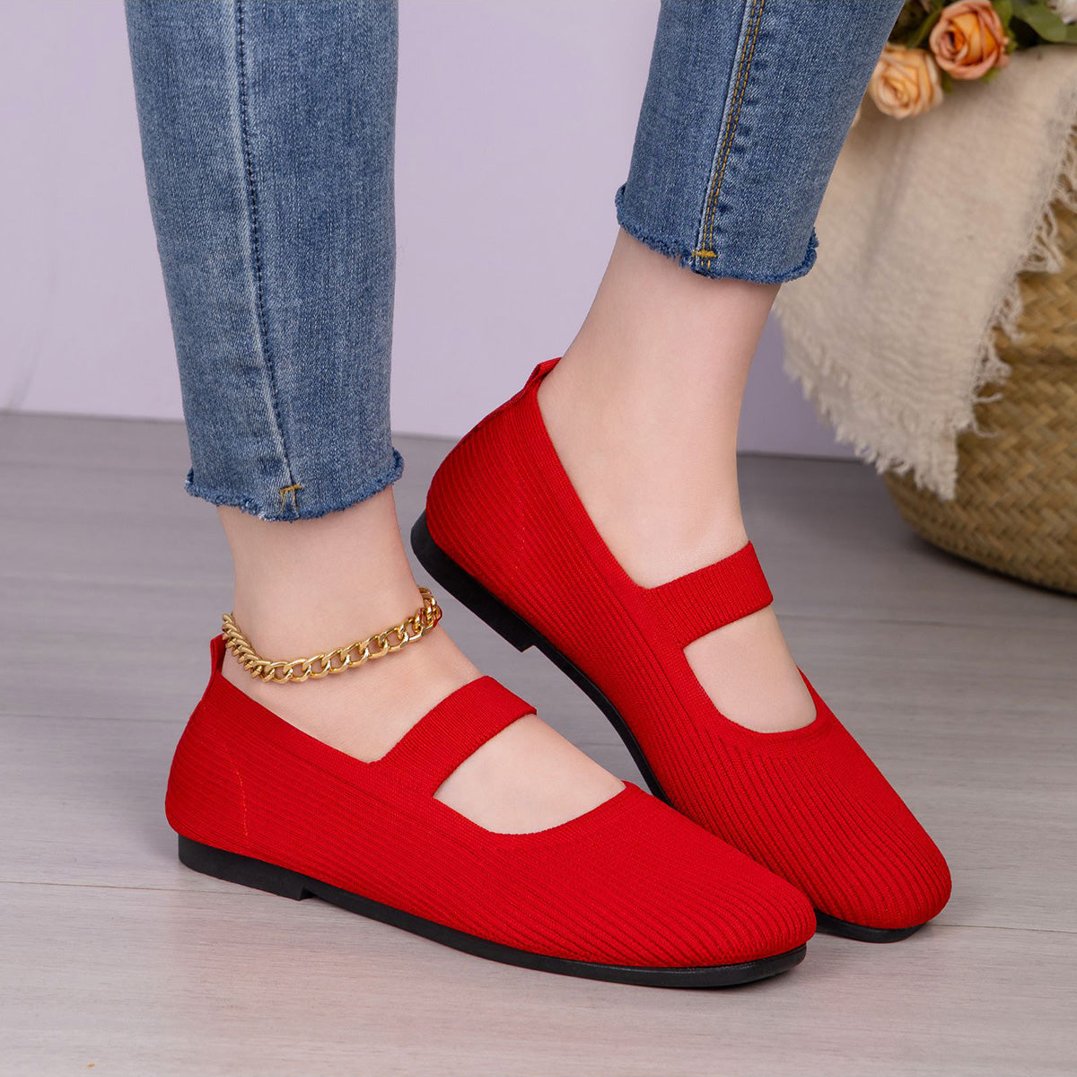 GifitoLuck Women’s Breathable Slip-On Casual Flats, Soft Sole Strap-on Shoes for Spring to Autumn, Comfortable Everyday Walking Gift for Mother's Day